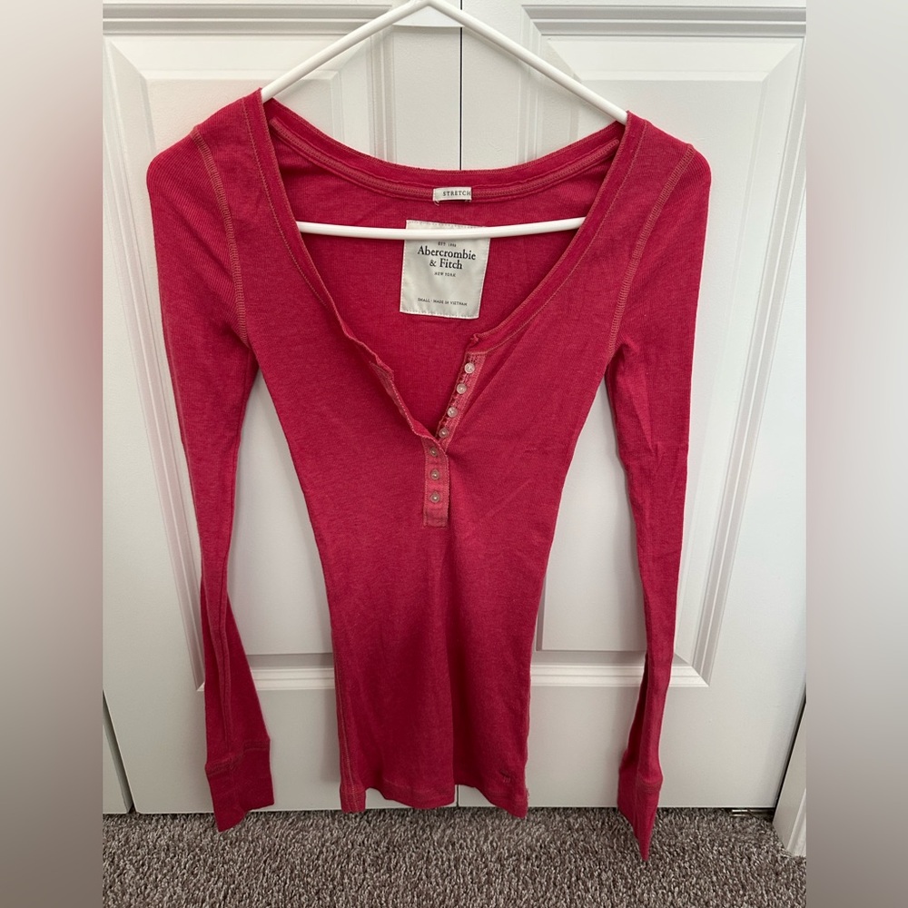 Y2K VERY RARE VINTAGE Abercrombie & Fitch Deep Pink Long Sleeve Blouse